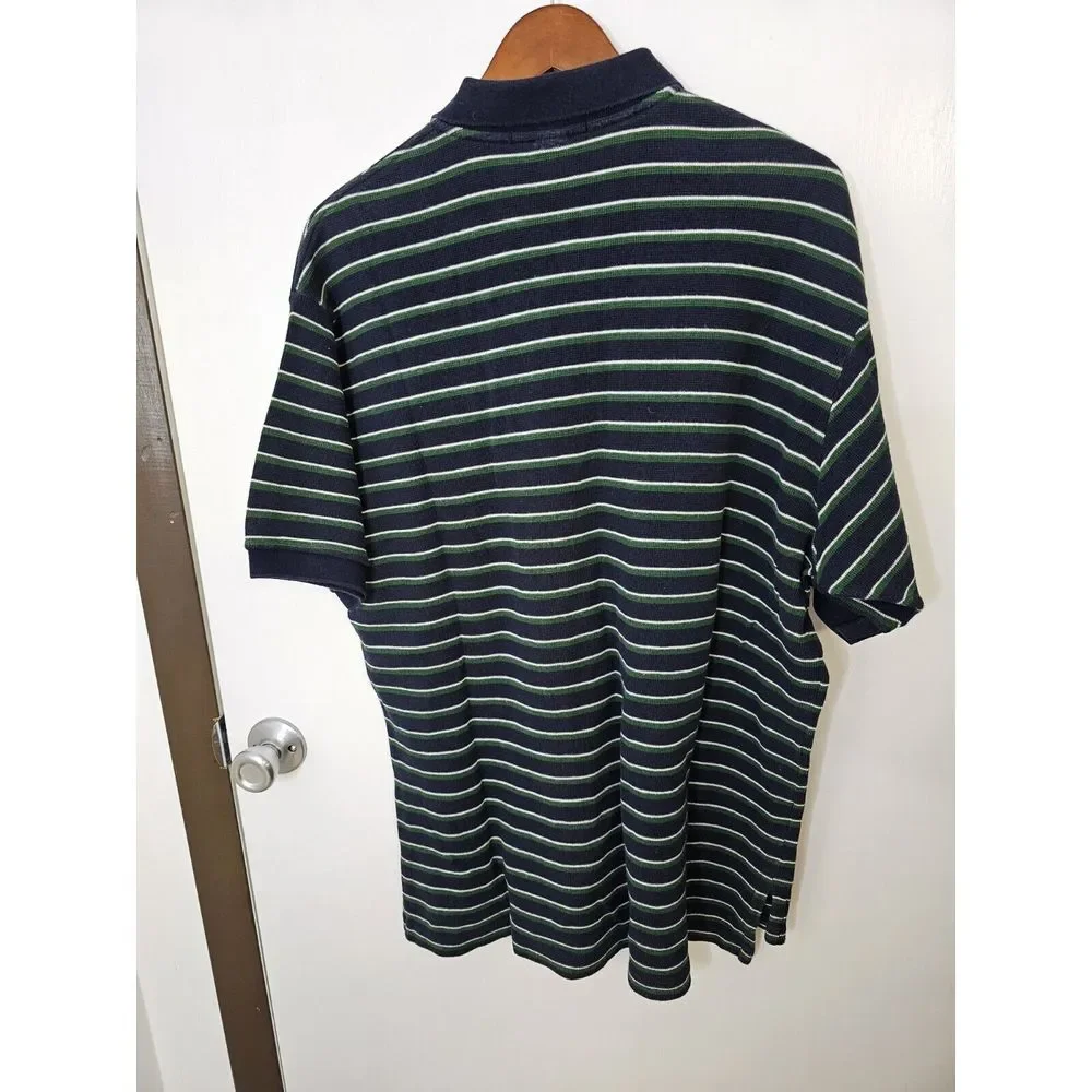Polo Ralph Lauren Classic Fit Mens Size Large LG Polo Shirt Blue‎ Green Stripe